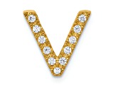 14K Yellow Gold Diamond Letter V Initial Charm