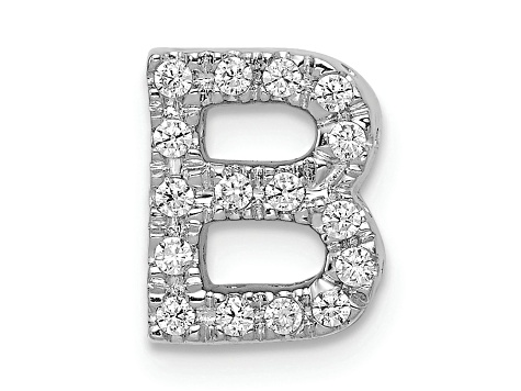 Rhodium Over 14K White Gold Diamond Letter B Initial Charm