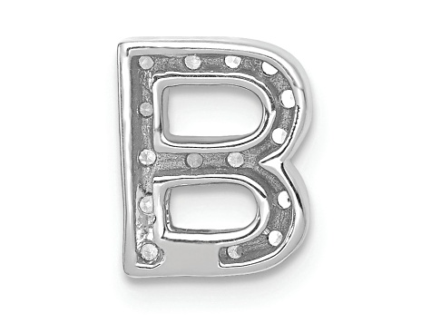 Rhodium Over 14K White Gold Diamond Letter B Initial Charm