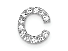 Rhodium Over 14K White Gold Diamond Letter C Initial Charm