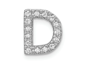Picture of Rhodium Over 14K White Gold Diamond Letter D Initial Charm