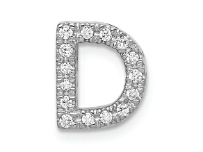 Rhodium Over 14K White Gold Diamond Letter D Initial Charm