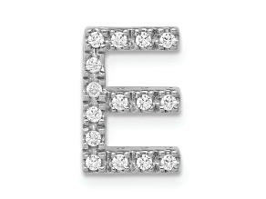 Rhodium Over 14K White Gold Diamond Letter E Initial Charm