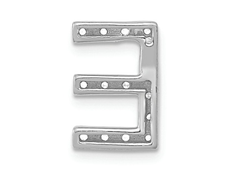 Rhodium Over 14K White Gold Diamond Letter E Initial Charm