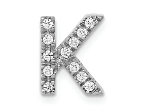 Rhodium Over 14K White Gold Diamond Letter K Initial Charm