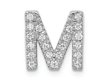 Picture of Rhodium Over 14K White Gold Diamond Letter M Initial Charm