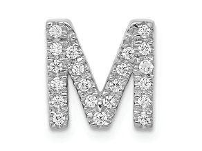 Rhodium Over 14K White Gold Diamond Letter M Initial Charm
