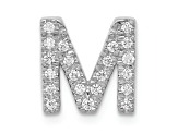 Rhodium Over 14K White Gold Diamond Letter M Initial Charm
