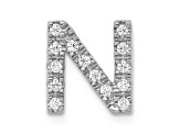 Rhodium Over 14K White Gold Diamond Letter N Initial Charm