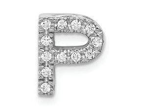 Rhodium Over 14K White Gold Diamond Letter P Initial Charm