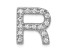 Rhodium Over 14K White Gold Diamond Letter R Initial Charm