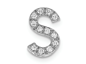 Picture of Rhodium Over 14K White Gold Diamond Letter S Initial Charm