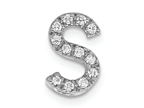 Rhodium Over 14K White Gold Diamond Letter S Initial Charm