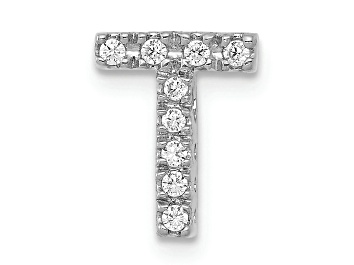 Picture of Rhodium Over 14K White Gold Diamond Letter T Initial Charm