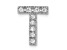 Rhodium Over 14K White Gold Diamond Letter T Initial Charm