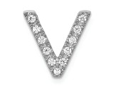 Rhodium Over 14K White Gold Diamond Letter V Initial Charm