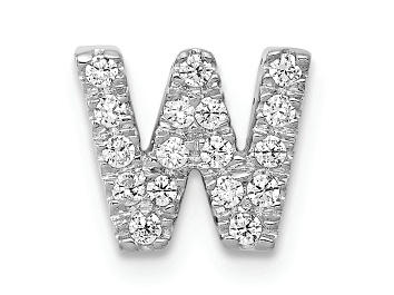 Picture of Rhodium Over 14K White Gold Diamond Letter W Initial Charm