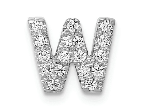 Rhodium Over 14K White Gold Diamond Letter W Initial Charm