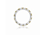 Dainty Baguette Citrine with Round White Topaz Sterling Silver Stackable Band Ring, 0.46ctw