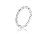 Dainty Baguette and Round White Topaz Sterling Silver Stackable Band Ring, 0.46ctw