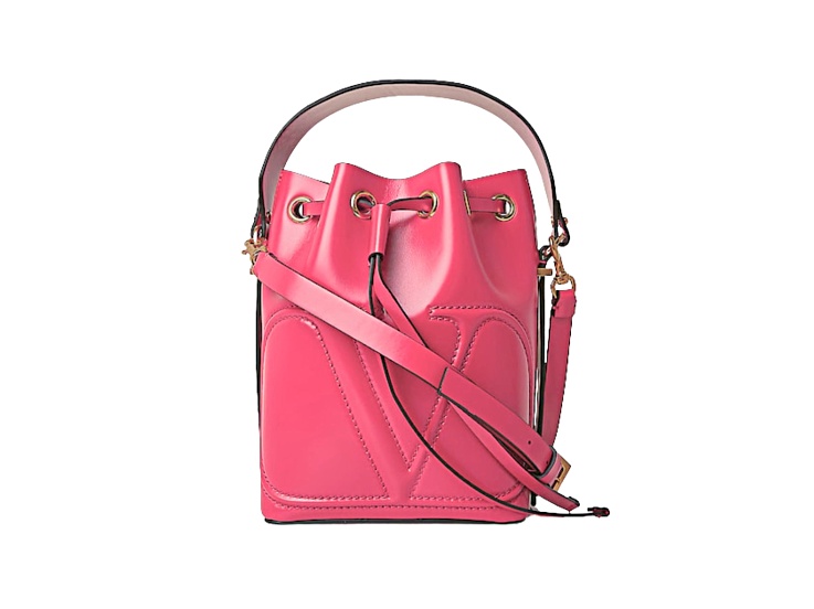 Valentino Garavani VLogo Walk Bucket Crossbody Bag Pink Calf