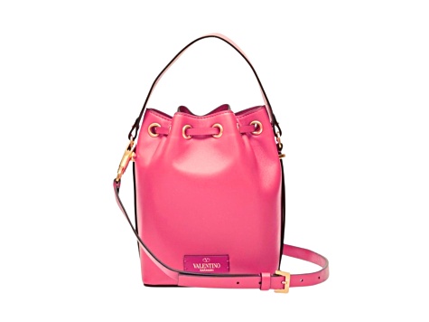 Valentino Garavani VLogo Walk Bucket Crossbody Bag Pink Calf