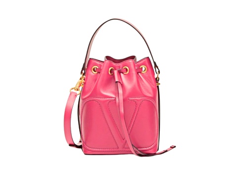 Valentino Garavani VLogo Walk Bucket Crossbody Bag Pink Calf