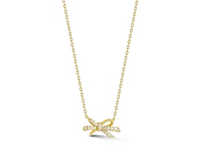 Rachel Zoe 14K Yellow Gold Over Sterling Silver Cubic Zirconia Dainty Bow Pendant Necklace