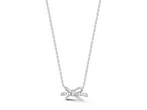 Rachel Zoe Rhodium Over Sterling Silver Cubic Zirconia Dainty Bow Pendant Necklace
