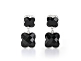 Black Cushion Onyx Sterling Silver Earrings 40ctw