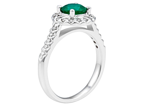 1.80ctw Emerald and Diamond Ring in 14k White Gold