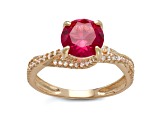 Lab Created Ruby 10K Yellow Gold Twist Ring 2.48ctw