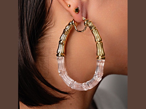14K Yellow Gold Over Brass Acrylic Duchess Bamboo Hoop