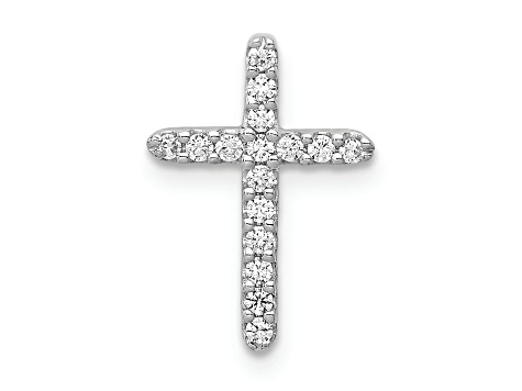 Rhodium Over 14K White Gold Diamond Cross Pendant