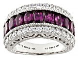 Judith Ripka 2.75ctw Rhodolite & 1.10ctw Bella Luce® Rhodium Over Sterling Silver Textured Band Ring