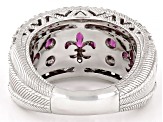 Judith Ripka 2.75ctw Rhodolite & 1.10ctw Bella Luce® Rhodium Over Sterling Silver Textured Band Ring