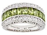 Judith Ripka 2.30ctw Peridot and 1.10ctw Bella Luce® Rhodium Over Sterling Silver Textured Band Ring