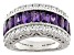 Judith Ripka 2.40ctw Amethyst & 2.80ctw Bella Luce® Rhodium Over Sterling Silver Textured Band Ring