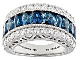 Judith Ripka 2.50ctw London Blue Topaz & 1.10ctw  Bella Luce® Rhodium Over Sterling Silver Ring