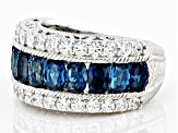 Judith Ripka 2.50ctw London Blue Topaz & 1.10ctw  Bella Luce® Rhodium Over Sterling Silver Ring
