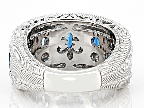 Judith Ripka 2.50ctw London Blue Topaz & 1.10ctw  Bella Luce® Rhodium Over Sterling Silver Ring
