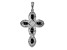 Rhodium Over 14K White Gold White and Black Diamond Cross Pendant