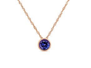 18K Rose Gold Over Sterling Silver 7mm Round Tanzanite Pendant 1.47ctw