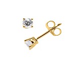 Certified White Diamond 14k Yellow Gold Solitaire Stud Earrings 0.50ctw
