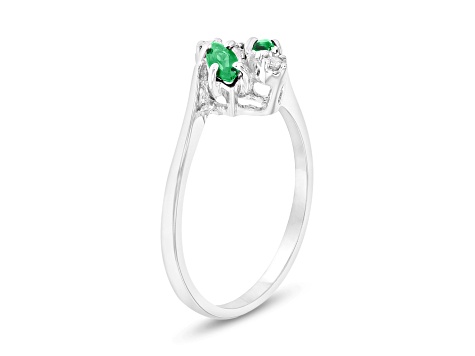 0.28ctw Diamond and Marquise Emerald Ring in 14k White Gold