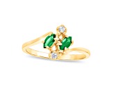 0.28ctw Diamond and Marquise Emerald Ring in 14k Yellow Gold