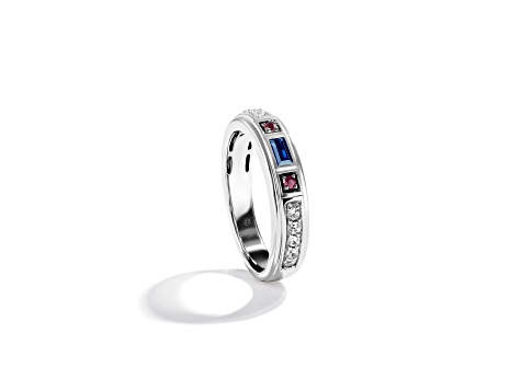 Star Wars™ Fine Jewelry R2 Series Blue Sapphire, White Diamond & Red Garnet 14k Gold Ring 0.40ctw