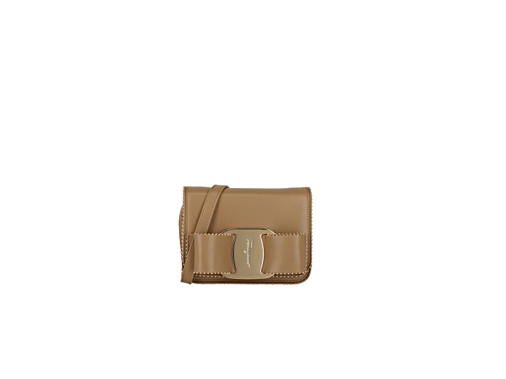SALVATORE FERRAGAMO ミニホウホインテットトゥミュル Ferragamo Mini Vara Bow Brown Crossbody Bag - 14YLZD | JTV
