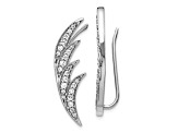 Rhodium Over 10k White Gold 0.504ctw Diamond Ear Climber Earrings