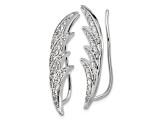 Rhodium Over 10k White Gold 0.504ctw Diamond Ear Climber Earrings